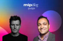 Promotional MIPBlog Spotlight banner featuring Brad Reilly and Gautham Narayanan from VIRTUE against a colourful gradient background.